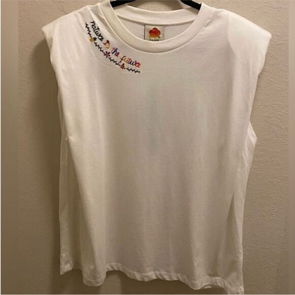 FARM RIO NWT nature is the future embroidered organic cotton top White Size S - Picture 10 of 13